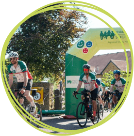 Riders leaving Little Bridge House